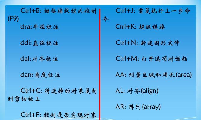 CAD制图快捷键大全常用（提高CAD制图效率的必备工具）