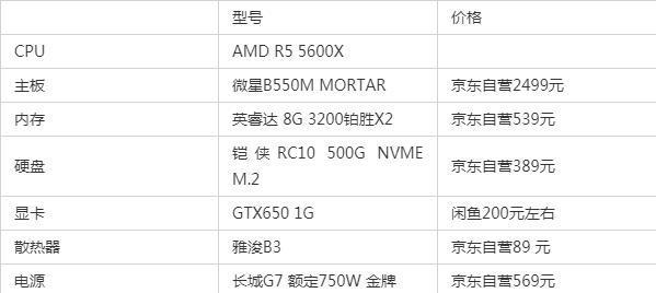 家用游戏电脑配置清单及价格（打造高性能游戏平台）
